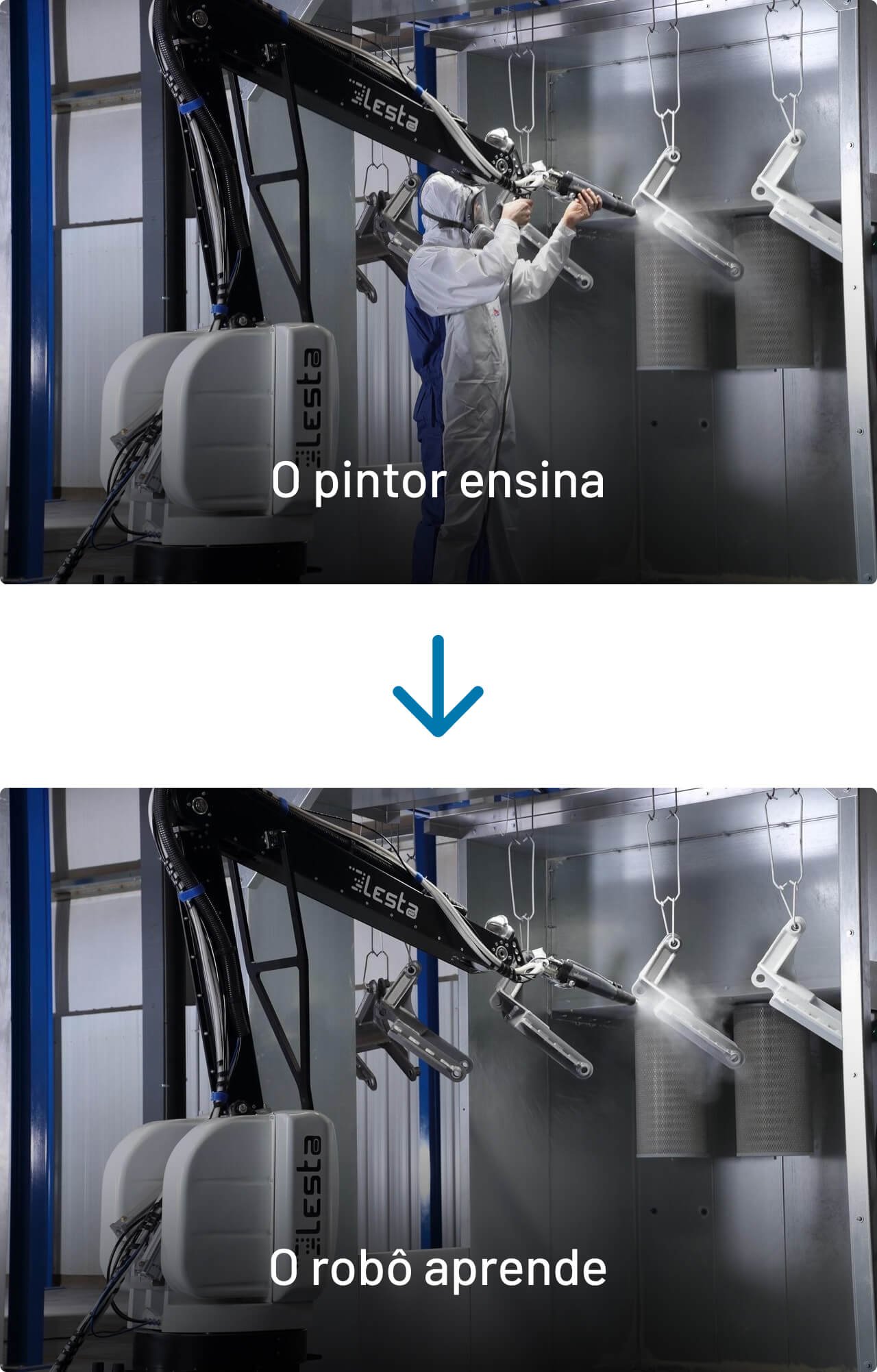 Profissional treinando Robô de pintura